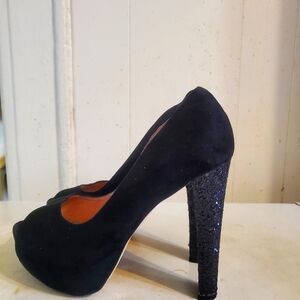 Black High Hell Open Toe Shoes